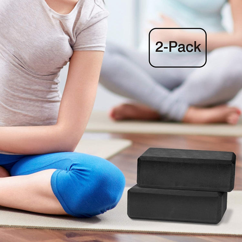 Yoga Blocks 2 Pack, High Density EVA Foam Yoga Block Exercise Bricks, Eco Friendly & ,Black 23X15X7.6cm