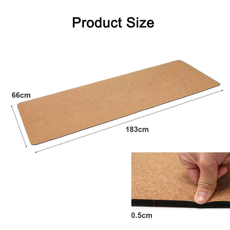 Natural Cork Rubber Yoga Mat Fitness Gym Sports Mats Pilates Exercise Pads Non-Slip Yoga Mats 183X66Cm