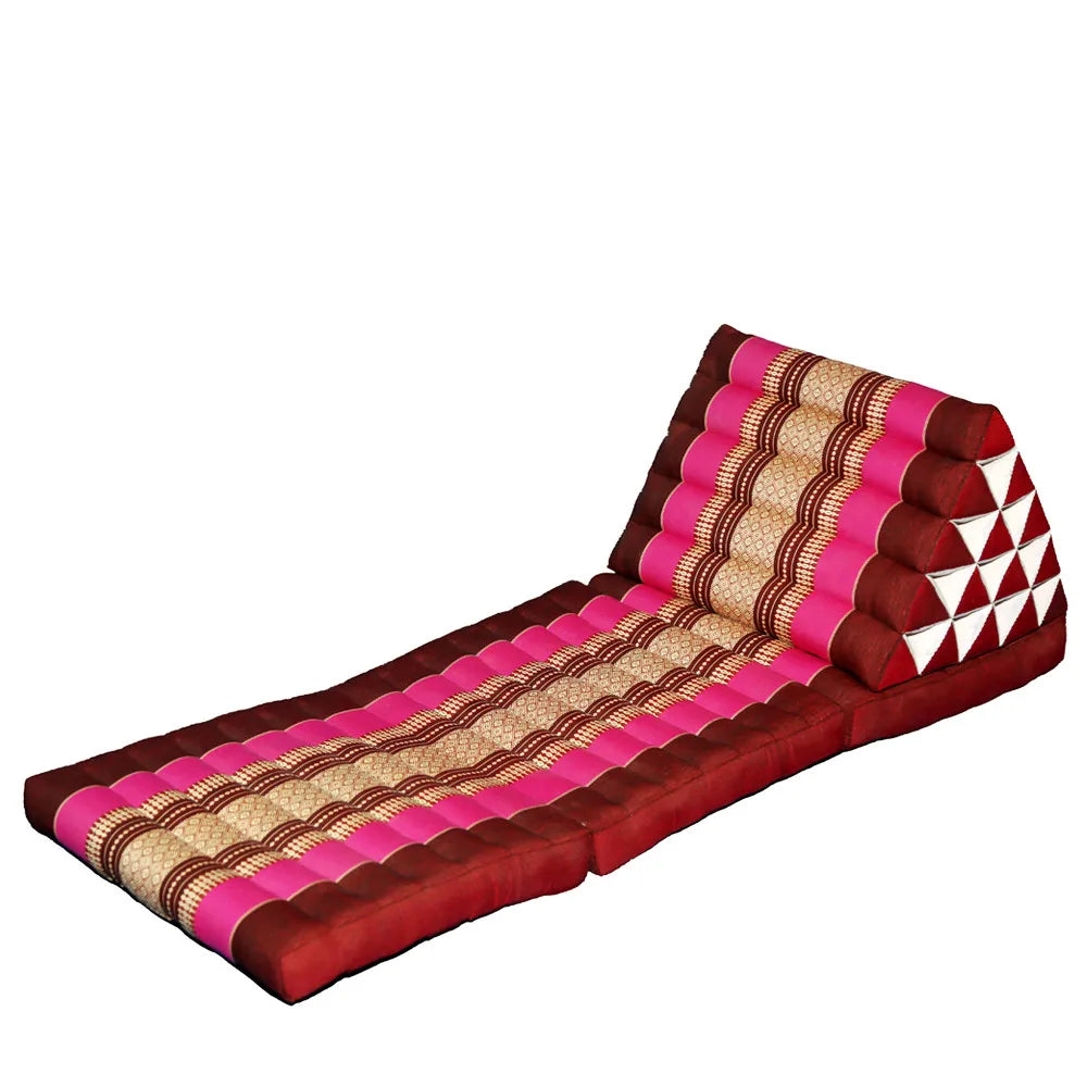 Thai Foldout Triangle Cushion 100% Kapok Filling Floor Folding Chaise Lounger Daybed Sleeper for Living Room/Outdoor 180x57x35cm