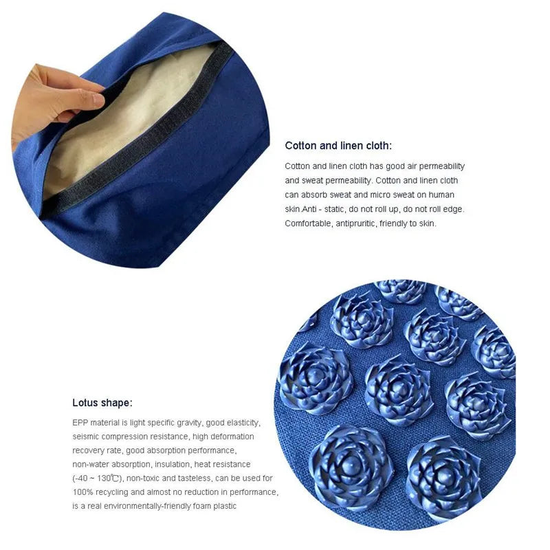 Nature Linen Coconut palm Massage Yoga mat sport pillow mat with bag Lotus Spike Acupressure Mat Cushion